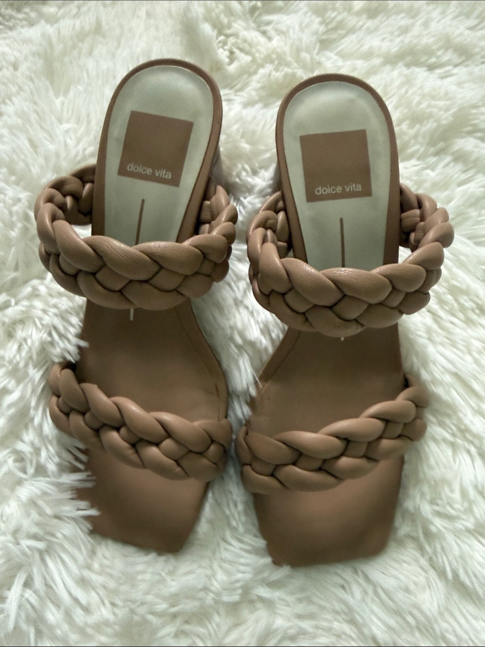 Dolce Vita Braided Double-Strap Slide Sandals in Blush/Nude